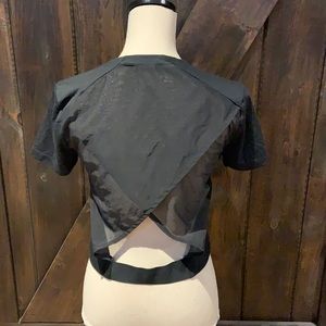 Adidas black mesh open back crop t-shirt